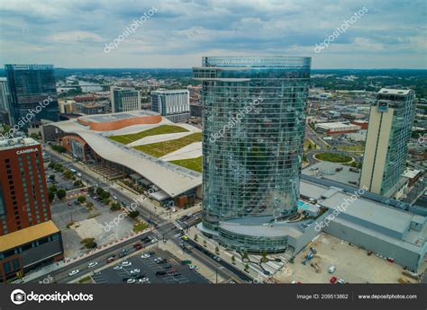 aerial drone photo downtown nashville tennessee marriott hotel stock editorial photo  felixtm