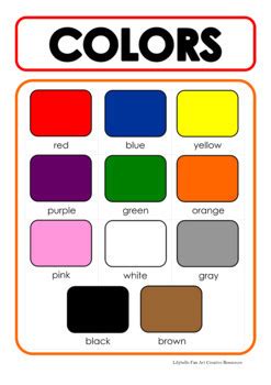 printable color chart  preschool tpt
