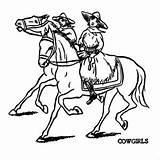 Cowgirl Riding Lasso Kidsplaycolor Dxf Eps sketch template
