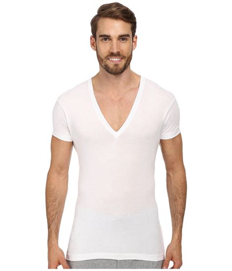 2xist Cotton 2 X Ist Pima Slim Fit Deep V Neck T Shirt In White For Men