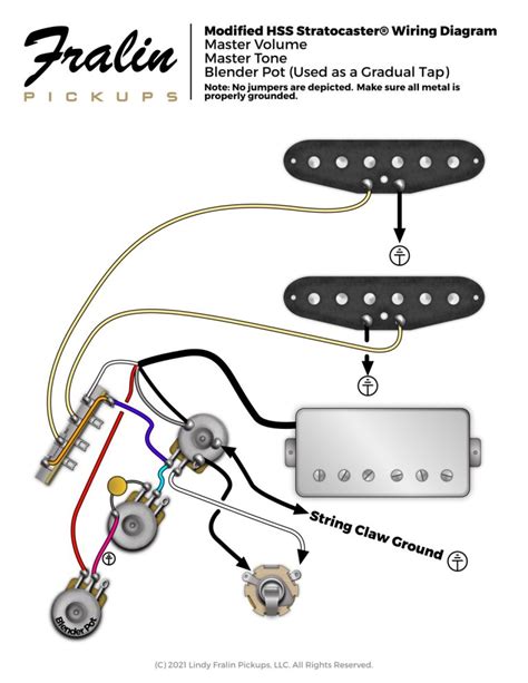 hss stratocaster wiring diagram  gradual tap fralin pickups