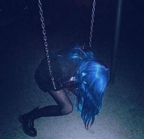 Blue Haired Grunge Girl Blue Hair Aesthetic Grunge