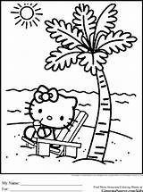 Coloring Kitty Hello Pages Vacation Kids Ginormasource Tree sketch template