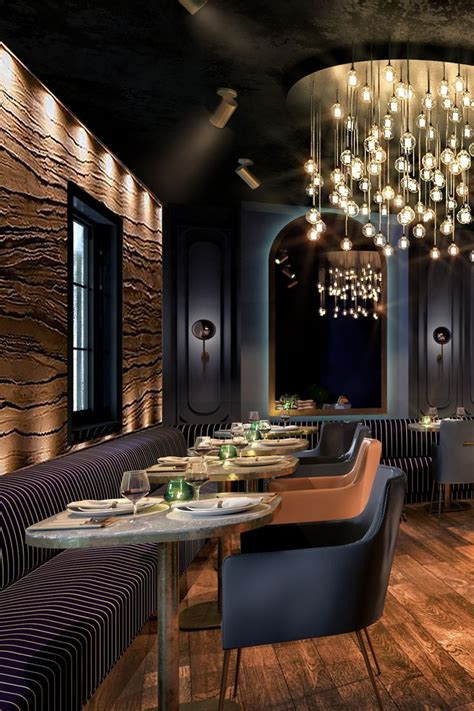 cool dark contemporary moody  intimate restaurant design decor