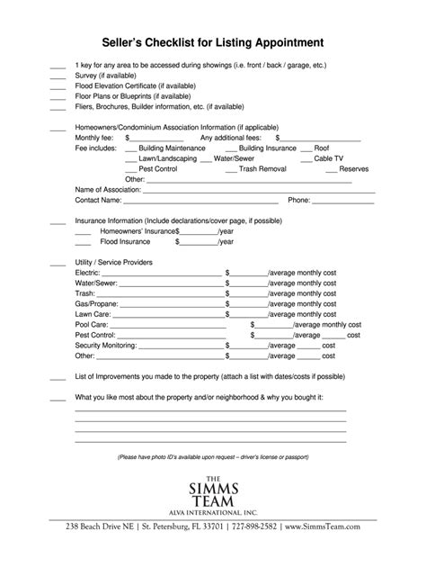 listing appointment checklist  fill  printable fillable blank pdffiller