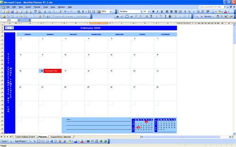 monthly planner exceltemplatenet