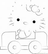 Kitty Hello Dot Dots Connect Car Driving Worksheet Kids Printable sketch template