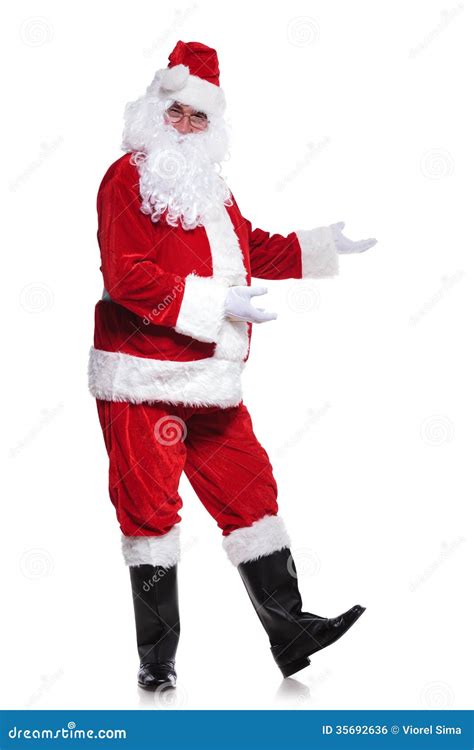 full body picture  santa claus presenting royalty  stock image