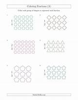 Fractions Math Groups Worksheet Group Shapes Represent Coloring Worksheets Drills Color Parts Practice Model sketch template