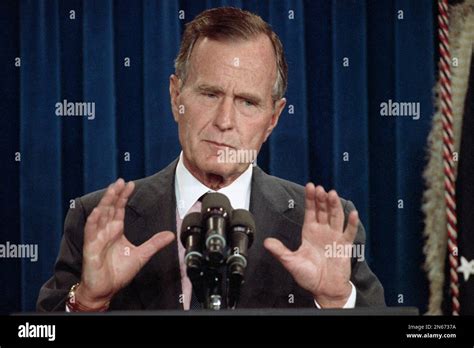 u s president george h bush holds a white house news conference in