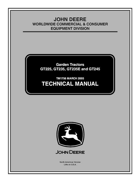 john deere gt gt gte  gt garden tractors technical repair service manual tm