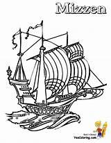Ship Coloring Pirate Pages Drawing Sailing Sunken Ships Boats Kids Pirates Seas Mizzen Yescoloring Color Tall Template sketch template