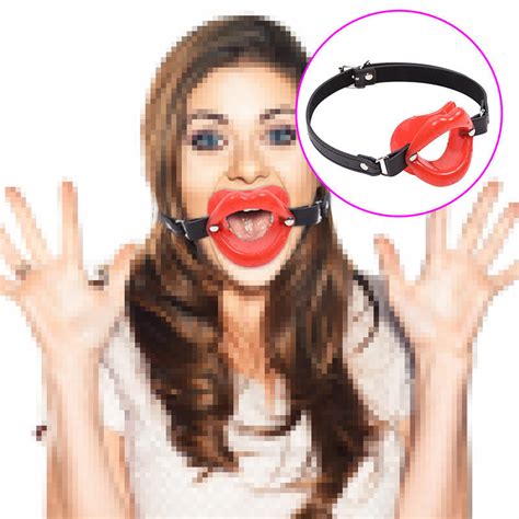 Pu Leather Lip Shape Open Mouth Blow Job Oral Fixation Lips Harness