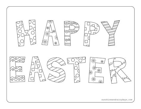 happy easter coloring page sunshine  rainy days