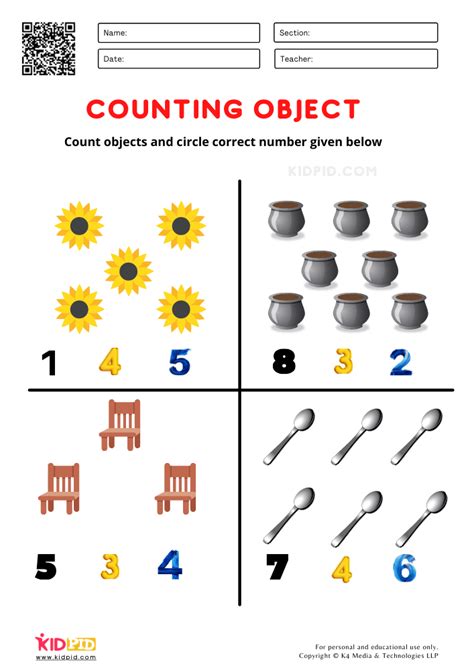 counting objects  printable worksheets  kindergarten kidpid