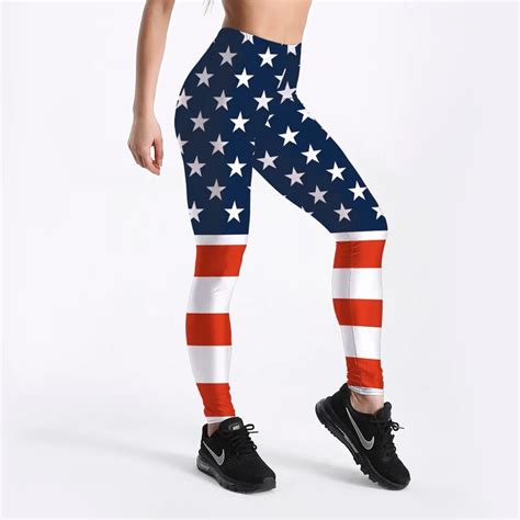 summer style women usa leggings fitness leggings american flag starstripe printed high waist
