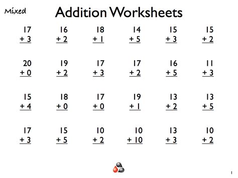 grade  addition worksheets  printable  learning addition facts