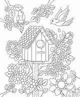 Coloring Pages Adults Bird House Birdhouse Spring Adult Floral Flower Kids Freebie Book Colorit Birds Flowers Color Drawing Printable Size sketch template