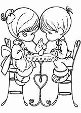 Coloring Precious Moments Pages Valentines Boy Girl Couples Wedding Drawing Drawings Valentine Printable People Children Clipart Hugging Hands Quotes Holding sketch template