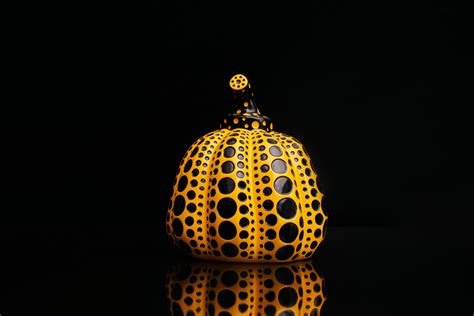 yayoi kusama yayoi kusama pumpkin yellowblack sculpture