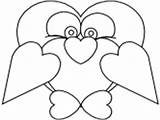 Coloring Penguin Pages Valentines Valentine Ws sketch template