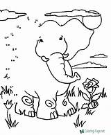 Dots Connect Kids Dot Elephant Coloring Worksheets Pages sketch template