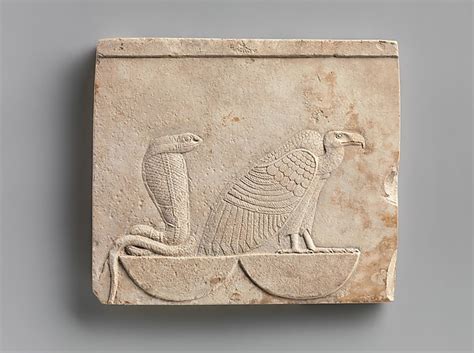 Relief Plaque With Vulture And Cobra On Baskets Falcon On