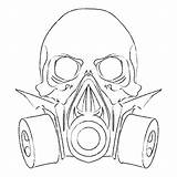 Skull Steampunk Lineart Schedel Gasmasker sketch template