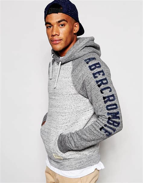 abercrombie and fitch hoodie in core overhead fit in grey colour block at
