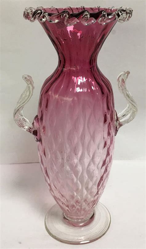 Sold Price Pink Glass Double Handled Vase August 4 0120 10 00 Am Edt