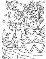 Coloring Cake Birthday Pages Princess Disney Happy Mermaid Ariel Little Printable Color Print Choose Board Cartoon Sheets Popular sketch template