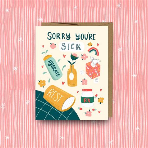get well soon card card for sick people sorry youre sick etsy