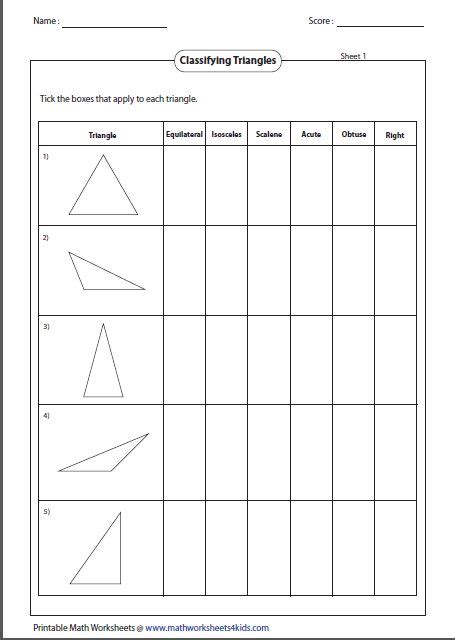 Classifying Triangles Triangle Worksheet Classifying