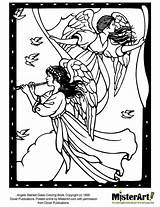 Coloring Pages Angels Angel Glass Christmas Stained Heavenly sketch template
