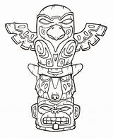 Totem Pole Coloring Pages Printable Kids Poles Native American Indian Symbols Patterns Animal sketch template