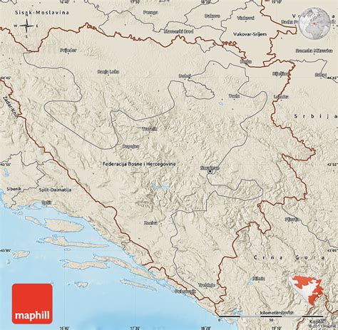 Shaded Relief Map Of Republika Srpska