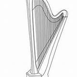 Harp Coloring Pages Hellokids Instrument Musical sketch template