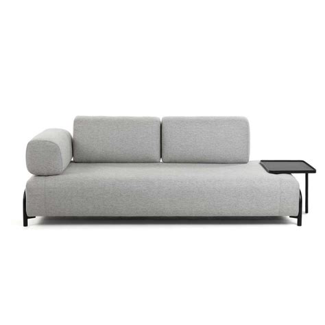 hellgraue couch mit anstecktisch  schwarz xx cm fridola