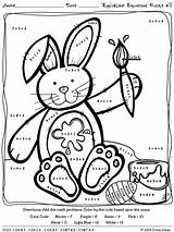 Easter Math Coloring Pages Color Addition Maths Numbers Subtraction Printables Worksheets Equations Worksheet Sheets Fun Code Spring Cellent Egg Puzzles sketch template