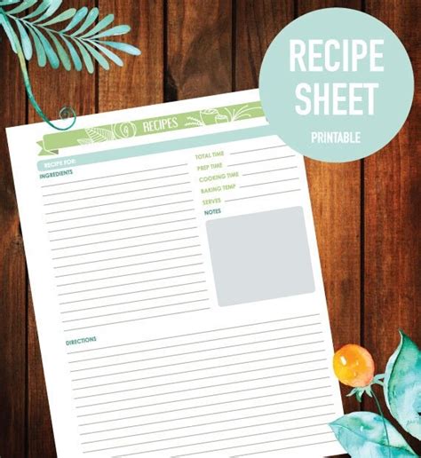 printable recipe sheet recipe digital