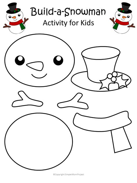 printable snowman craft   template preschool christmas