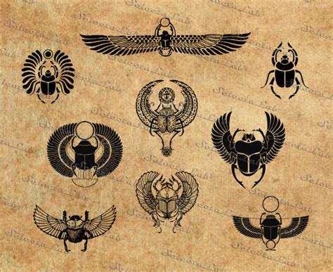 digital svg png winged scarab egyptian scarab vector clipart silhouette instant download