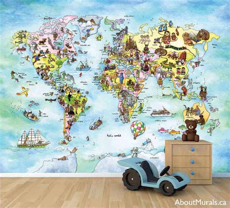 kids world map wall mural removable wallpaper  aboutmuralsca