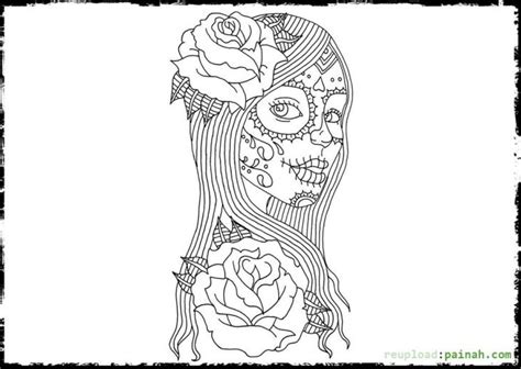 beautiful girl celebrating day   dead coloring page