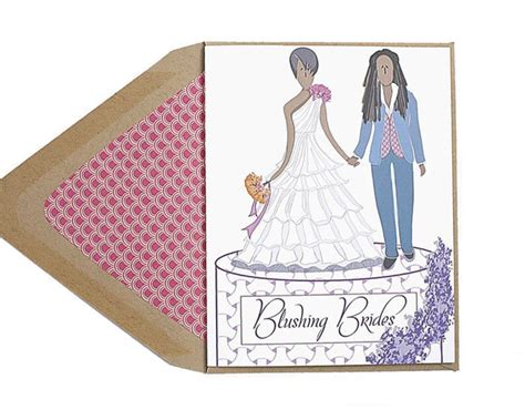 blushing brides congratulations wedding card lesbian etsy
