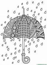 Pioggia Autunno Ombrello Scarabocchio Tiraggio Coloritura sketch template