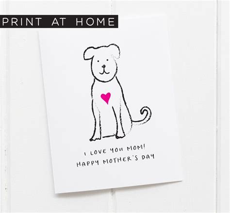 printable mothers day card  dog dog cards mothers day etsy