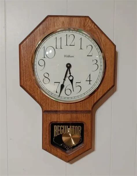 vintage waltham quartz wood wall clock battery chimes  hour spartus corp usa  picclick