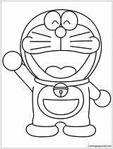 Doraemon Pages Coloring Color Waving Print Printable Coloringpagesonly sketch template