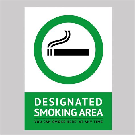 designated smoking areablue side studio safety sign  business